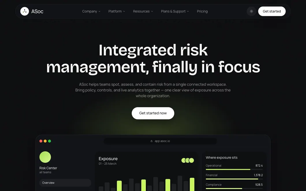 ASoc Aegis — Risk Management Landing Page Template