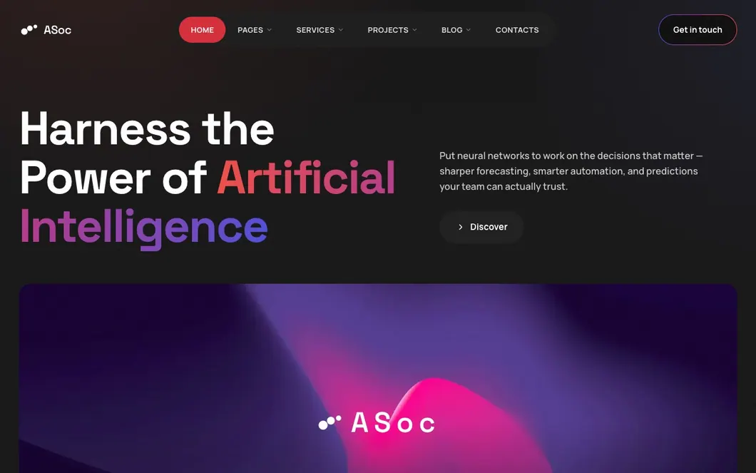 ASoc Axiom — AI Services Landing Page Template