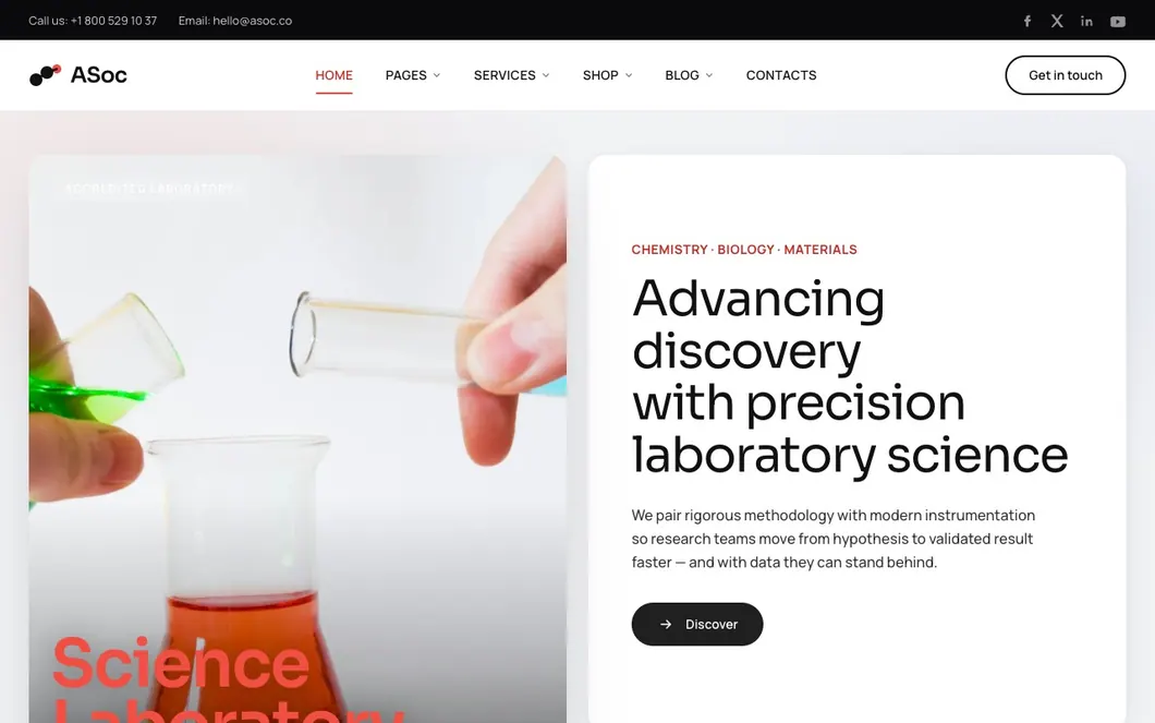 ASoc Beaker — Science Laboratory Website Template
