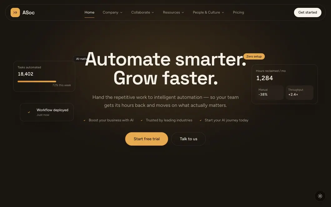 ASoc Catalyst — AI Automation Agency Landing Page Template