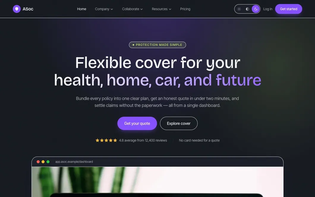 ASoc Cover — Insurance Company Website Template
