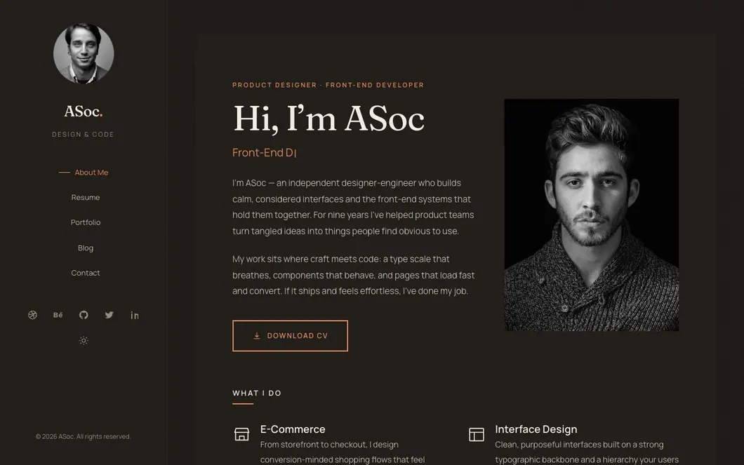 ASoc Folio — Developer Portfolio Website Template