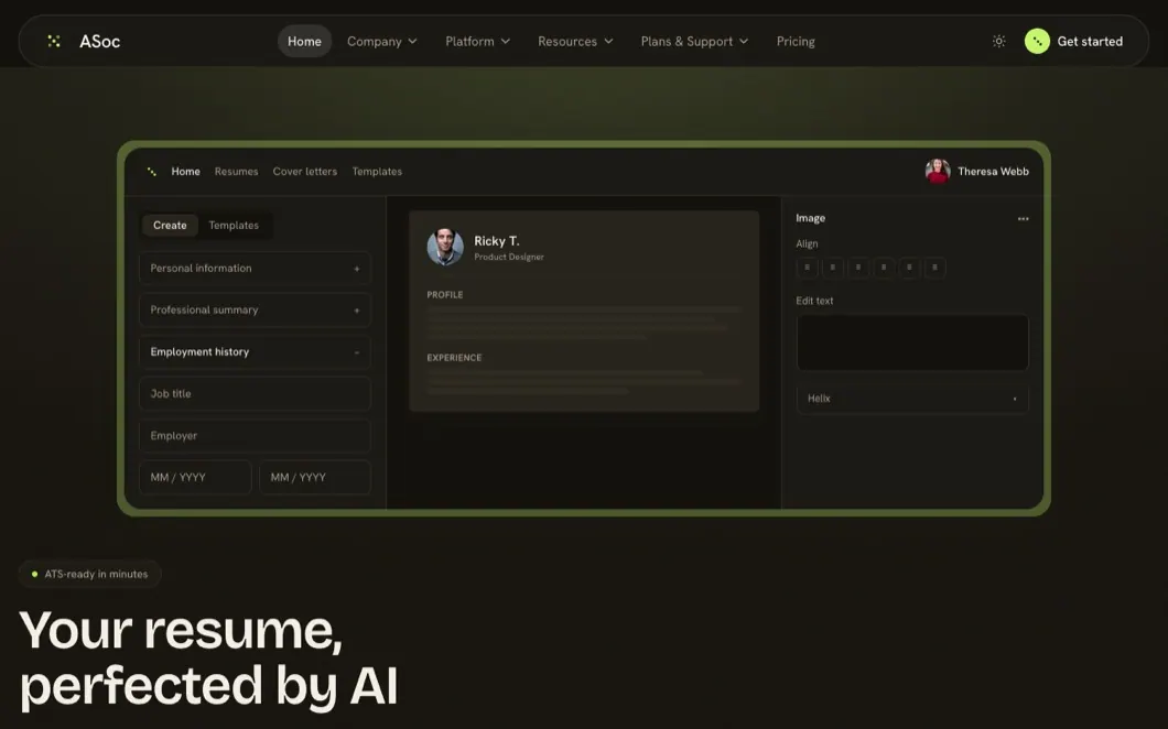 ASoc Forge — AI Resume Builder Landing Page Template