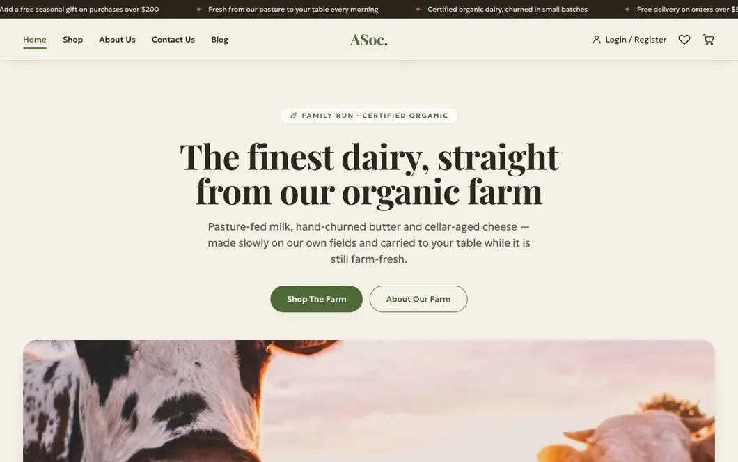 ASoc Harvest — Organic Farm & Dairy Ecommerce Template