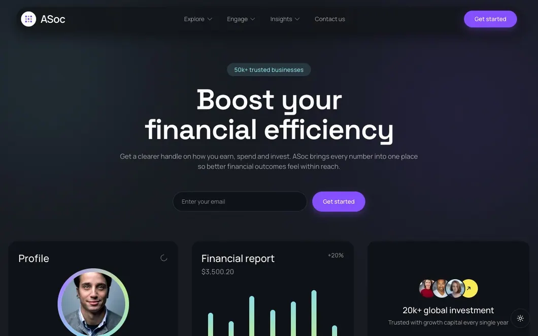 ASoc Ledger — Finance App Landing Page Template