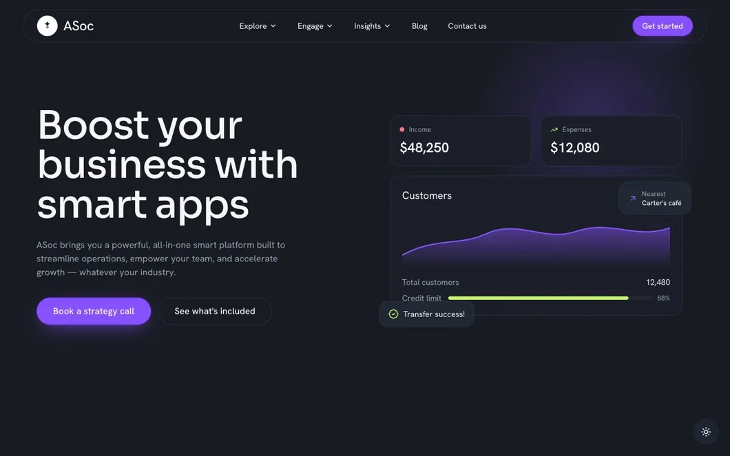 ASoc Nexus — SaaS App Landing Page Template