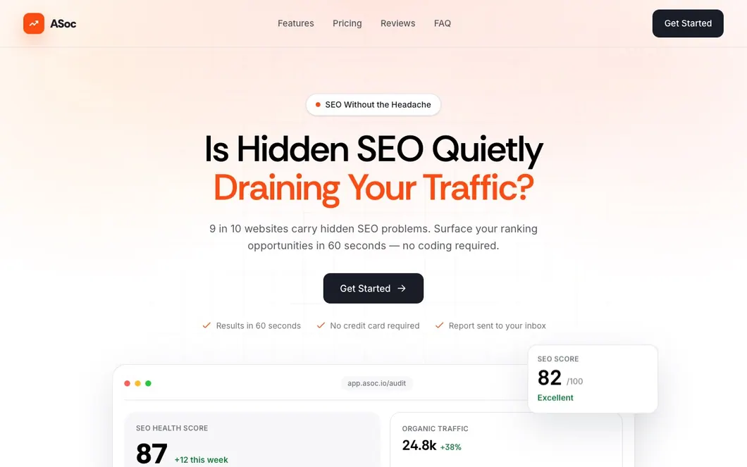 ASoc Rank — SEO SaaS Landing Page Template