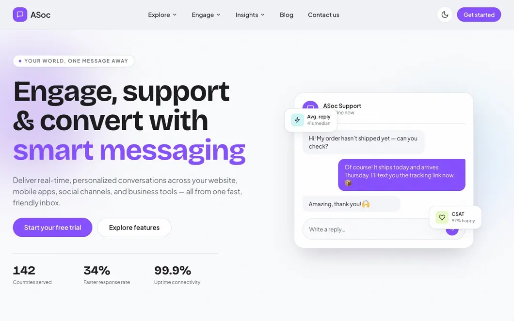 ASoc Relay — Messaging Platform Landing Page Template
