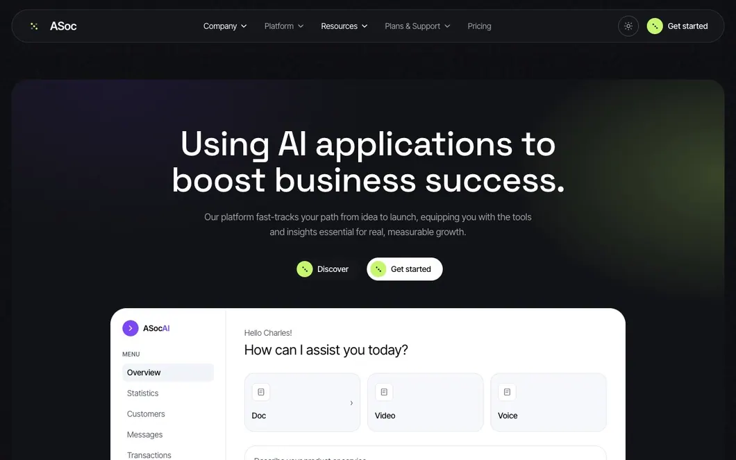 ASoc Signal — AI Voice & Image Landing Page Template
