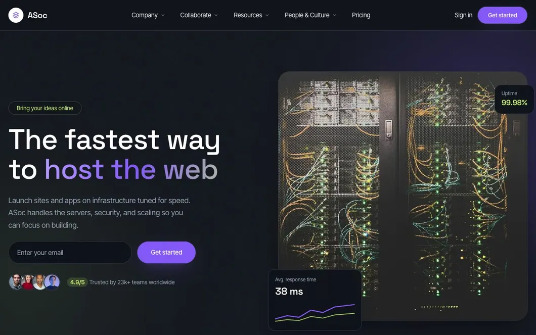 ASoc Uptime — Web Hosting Website Template