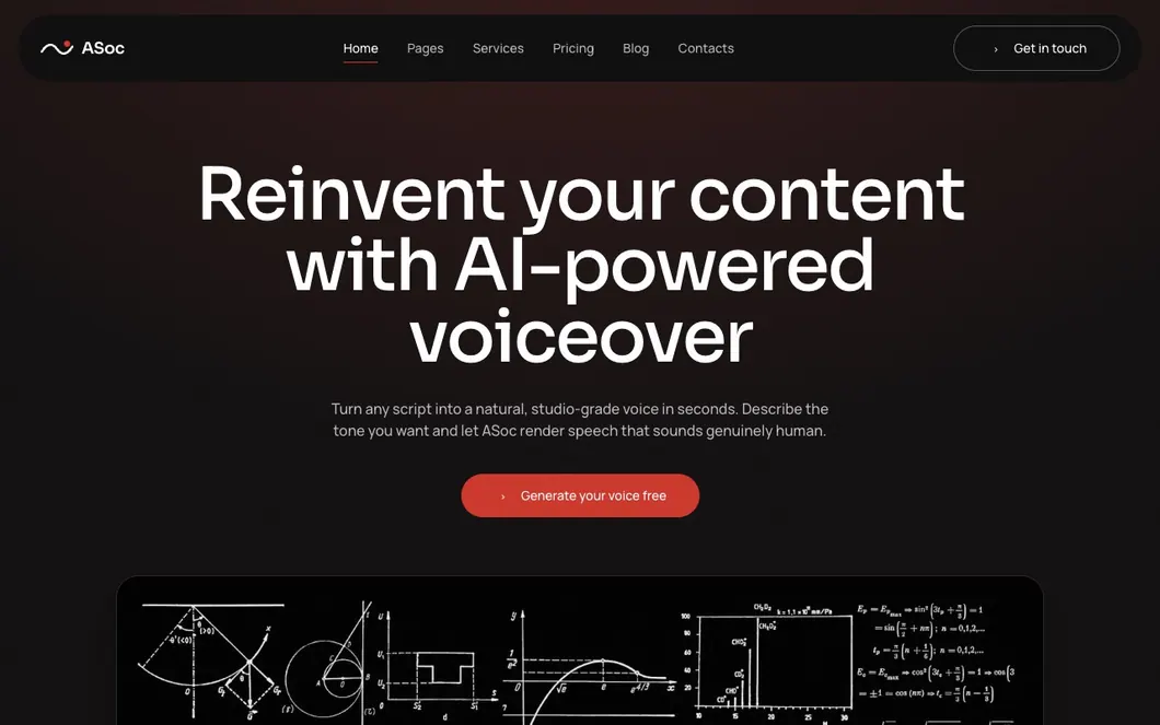 ASoc Vox — AI Voiceover Landing Page Template